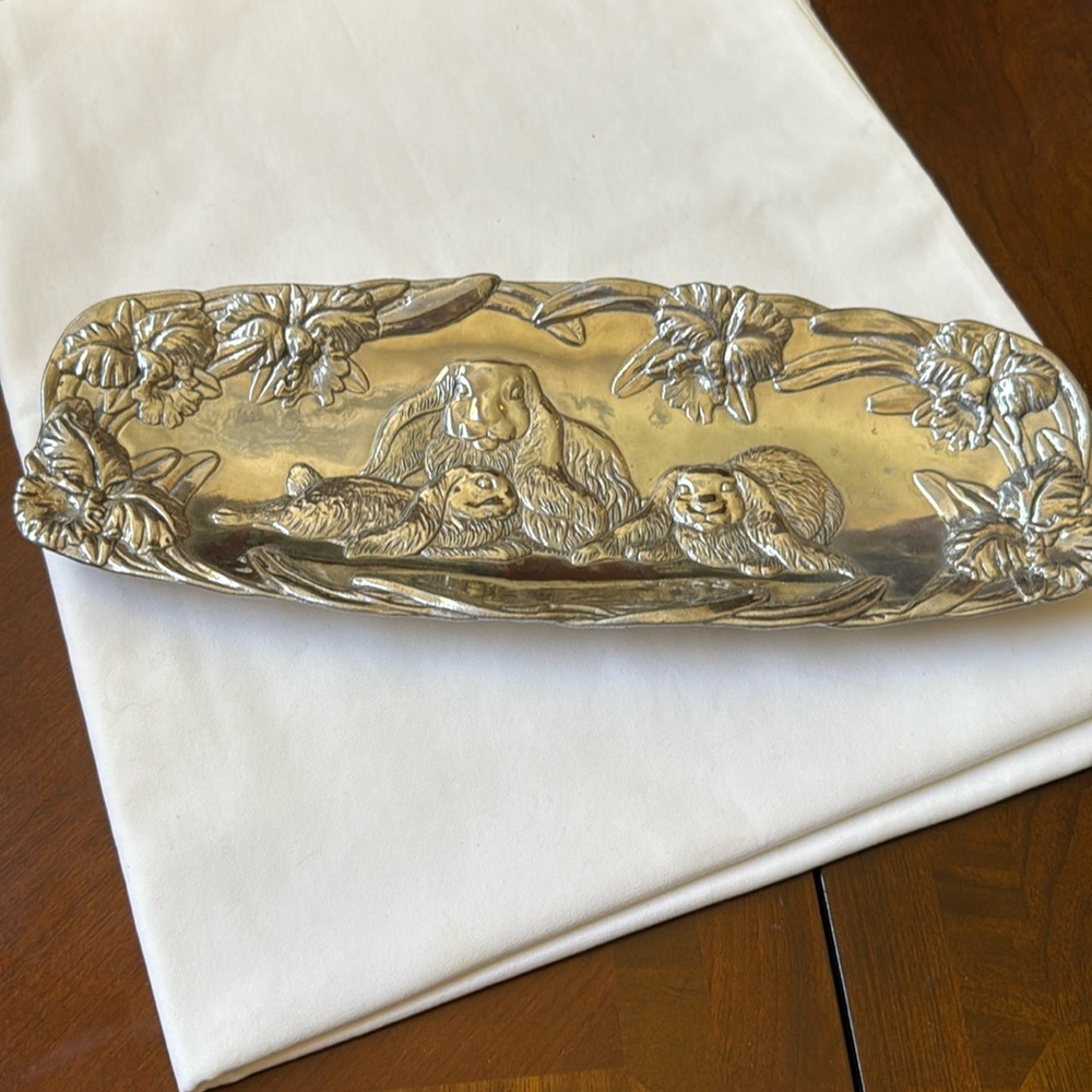 Arthur Court 1994 bunny rabbits tray serving bowl